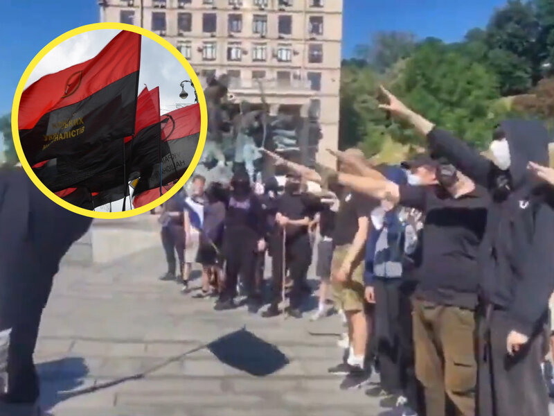 Szokujące sceny w sercu Kijowa. Neonaziści z flagami UPA